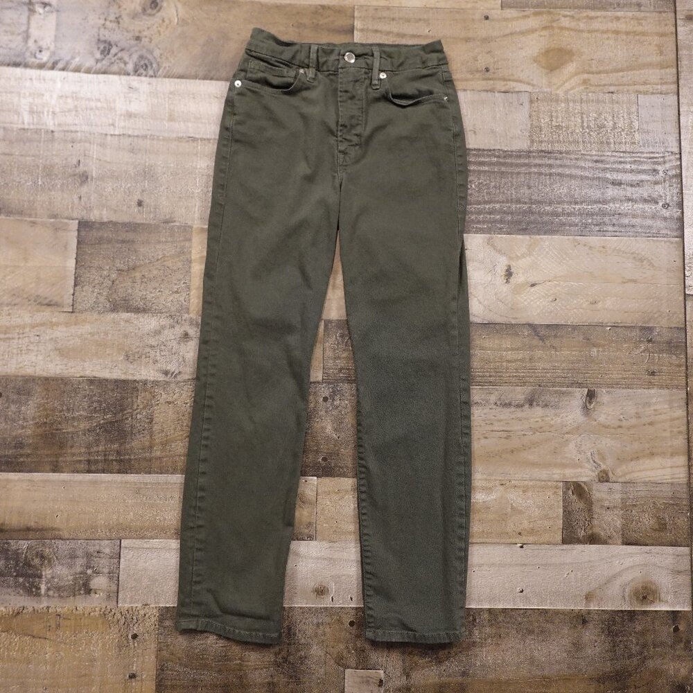 Good American Good Crop High Rise Jeans Women’s 4 / 27 Olive‎ Stretch Denim